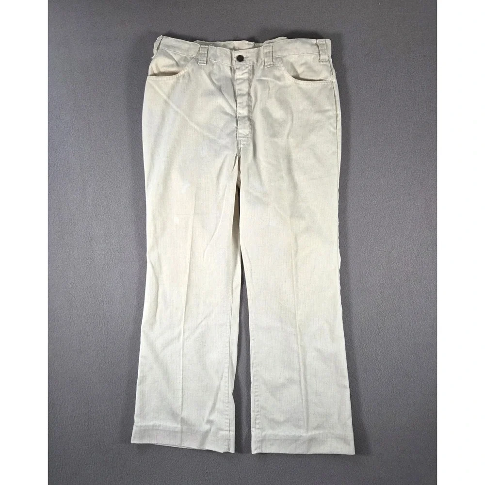 Vintage Levis Mens 38x30 Boot Cut Wide Leg Gentlemans Jeans 80s White Black Tab